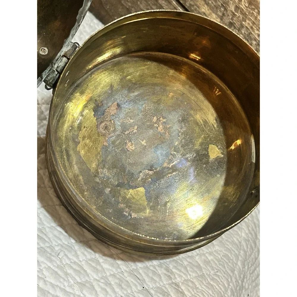 Antique Collectible Handcrafted Brass Islamic Pan Daan Box‎ Small Betel Nut Box
